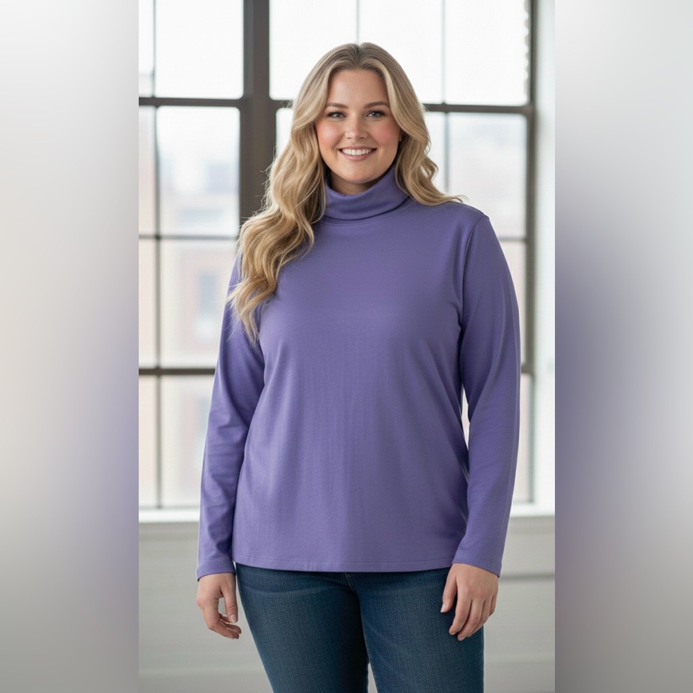 NWT L.L. Bean Pima Cotton Turtleneck Top | Dusty Purple | 3X Plus